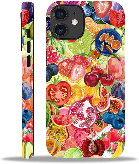 Case for iPhone 11,Summer Fruit Collage for Woman Men Full Body Protective Cover Shockproof 2 in 1 Silicone + Hard PC Case for iPhone 11