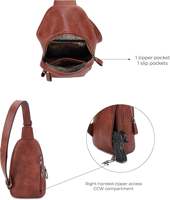 JESSIE & JAMES Jeannie Unisex Multi-Pocket Concealed Carry Sling Bag Crossbody Backpack Purse