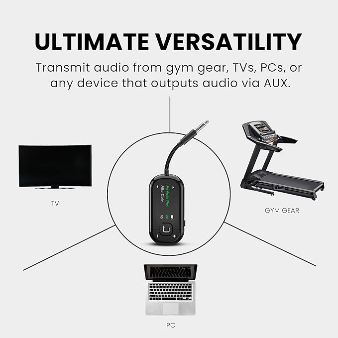 Avantree Voyager - Airplane Bluetooth Adapter for Headphones & AirPods, Bluetooth 5.4 with Latest Auracast & OLED Display, Qualcomm Chip, aptX Adaptive, Wireless Audio Transmitter for Travel & Flight