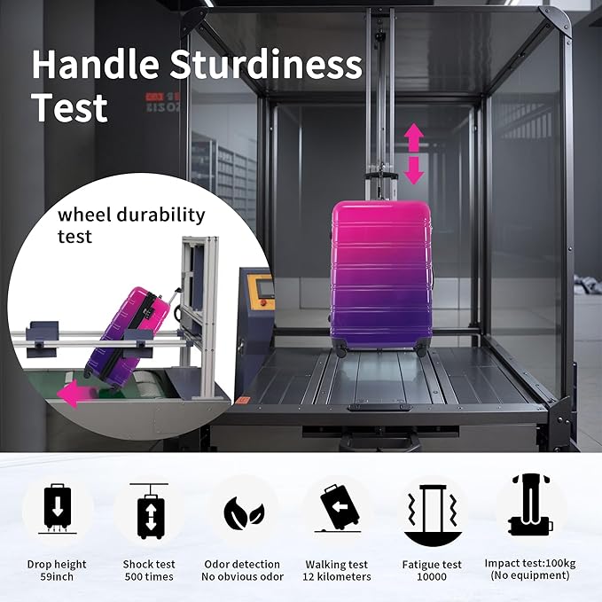 Merax Luggage Sets 3 Piece, Hardside Expandable Suitcase Set with Spinner Wheels, Lightweight Gradient Color Luggage 20+24+28 IN, Purple and Pink