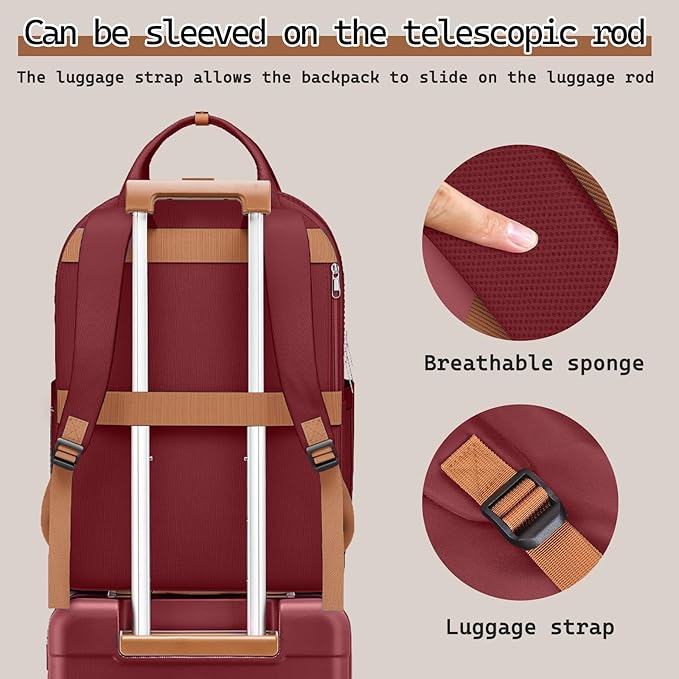 Melalenia Suitcase Sets 6 Piece Hard Shell Carry on Luggage with Spinner Wheels and TSA Lock, Lightweight Travel Backpack for Women, Men, Red Brown