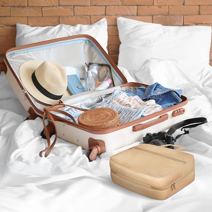 Dot&Dot Spacious Leather Toiletry Bathroom Bag - Hanging Travel Toiletry Bag for Women - Men's & Women's Toiletries Makeup and Cosmetic Organizer for Traveling Women