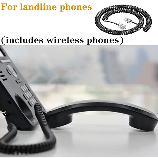 RJ9 4P4C Telephone Cord，Telephone Handset Cord,Coiled Wire 10 Pack 8Ft Uncoiled / 1.4Ft Coiled Landline Phone Handset Cable RJ9 4P4C Telephone Accessory -20 Pack