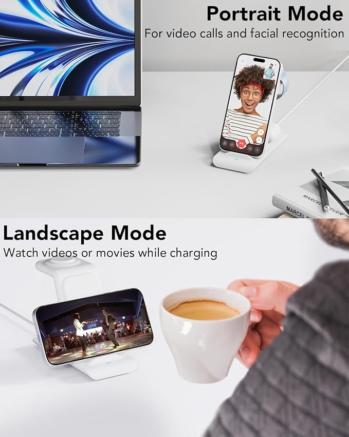 HATALKIN 3 in 1 Wireless Charging Station Compatible for Apple Products Multiple Devices Charger for Apple Watch Ultra 11 10 9 8 7 SE AirPods Pro iPhone 17 16 15 14 13 Pro Max/X/XS Fast Charger Stand