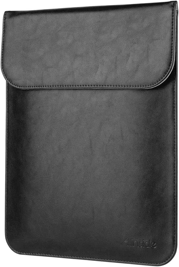 Allinside 11-12 inch Laptop Sleeve Case Compatible with MacBook Air 11 2010-2015/MacBook 12 2015-2017, Waterproof PU Leather Laptop Sleeve Bag Protective Vertical Case Cover, Black