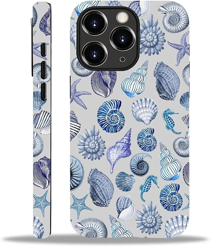 Case for iPhone 11 Pro Max,Summer Beachy Seashell for Woman Men Full Body Protective Cover Shockproof 2 in 1 Silicone + Hard PC Case for iPhone 11 Pro Max