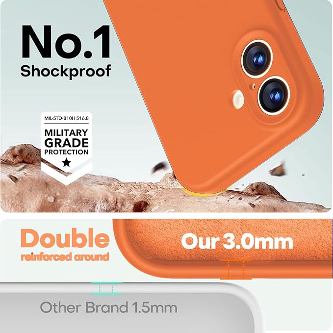 LOVE 3000 Designed for iPhone 17 Case, Premium Silicone [Compatible with Magsafe][Soft Anti-Scratch Microfiber Lining] Shockproof Protective Phone Case for Men Women 6.3", Bright Orange