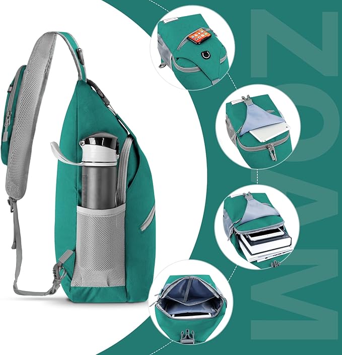 ZOMAKE Sling Bag,Small Crossbody Sling Backpack,Water Resistant Shoulder Daypack for Travel,Anti Thief Chest Bag for Hiking(Army Green(New))
