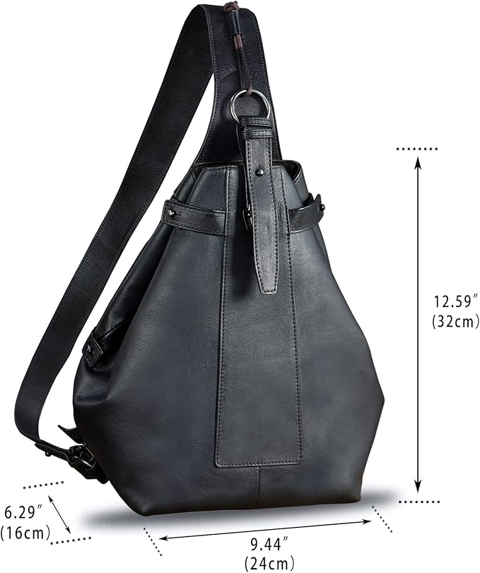 Genuine Leather Sling Bag for Men and Women Large Real Leather Sling Backpack Shoulder Crossbody Bag Chest Bags