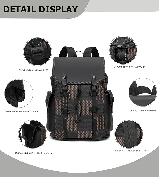 KingTo Laptop Backpack for Men Luxury Anti-Theft Travel Backpack Casual Business Waterproofing Computer Bag (A-Brown)
