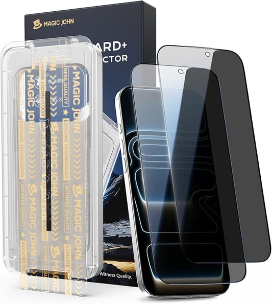 MAGIC JOHN 3rd Gen Upgraded for iPhone 17 Pro Privacy Screen Protector 6.3 Inch,25°Anti-Spy Screen,Shockproof Tempered Glass,Auto Dust-Removal,Bubble Free,Easy Installation,2 Pack