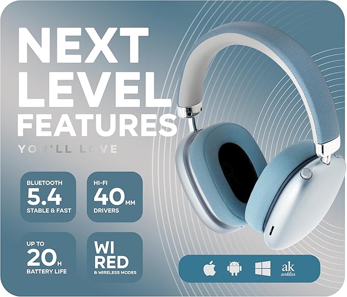 P959 Wireless Gaming Earbuds – Bluetooth 5.3 Stereo Headphones with Mic, Touch Controls, Long Battery, IPX6 Waterproof, Ergonomic for Music, Sports & Travel (Blue)