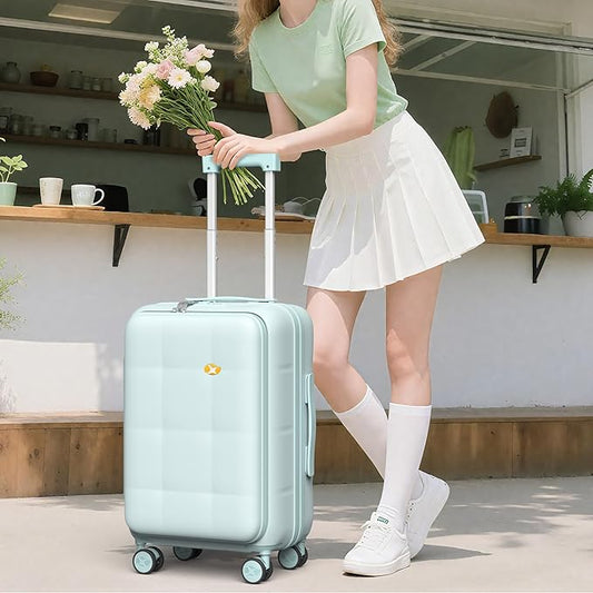 MGB 20 Inch Expandable Carry On Luggage with Wheels PC Hard Shell Suitcase Top Opening Travel Luggage Suitcases for Woman Men Gifts (Aquamarine)