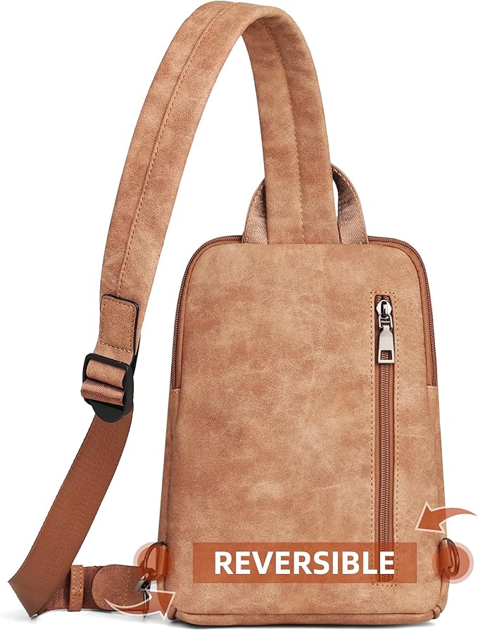 FADEON Sling Bag for Women, Crossbody Purse with Tassels, Designer Leather Shoulder Chest Bags for Travel