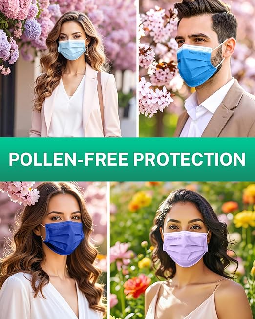 Disposable Face Masks Made in USA, 4 Ply for Families, Students, Breathable All-Day Wear & Safety, FSA HSA Eligible, ASTM Level 3 Medical Grade, 50 Pack, Purple