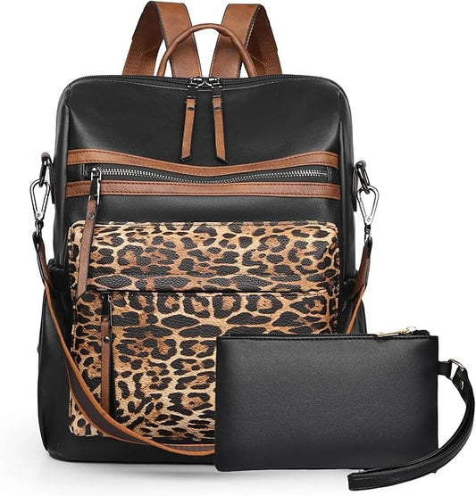 Dora & Liz Womens Backpack Purse Leather Fashion Travel Backpack Purse for Women Designer Ladies Shoulder Bags with Wristlet