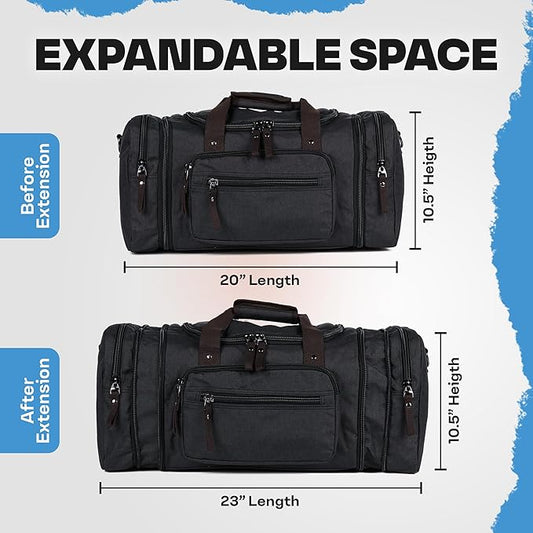 BOEX Stylish Duffle Bag for Travel – Expandable to 40L Lightweight and Waterproof Weekender Bag with Multiple Pockets and Adjustable Shoulder Strap for Men & Women – A Premium Carry On Duffle Bag