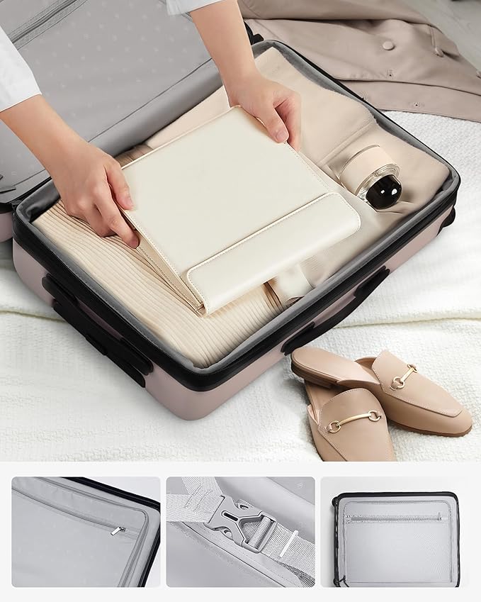 NINETYGO Carry On Luggage 22x14x9 Airline Approved, 20 Inch Luggage with Smooth Spinner Wheels, Expandable, Hard Shell PC Suitcase, Lightweight Travel Luggage, TSA Approved (Grey, Rhine Max)