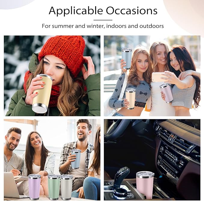 Sieral 36 Packs Stainless Steel Tumbler Bulk with Lid Vacuum Double Wall Insulated Travel Coffee Mug Powder Coated Tumbler Cup for Graduation Wedding Christmas Birthday Party(Matte Color, 20 oz)