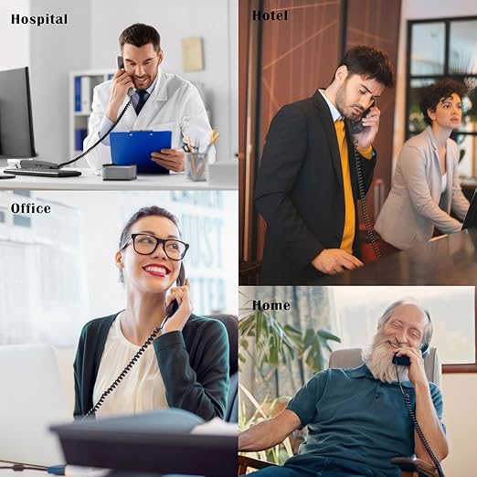 Uvital Telephone Phone Handset Cable Cord, Coiled Length 0.72 to 4.5 Feet Uncoiled Landline Phone Handset Cable Cord RJ9/RJ10/RJ22 4P4C(Black) (4.5ft)