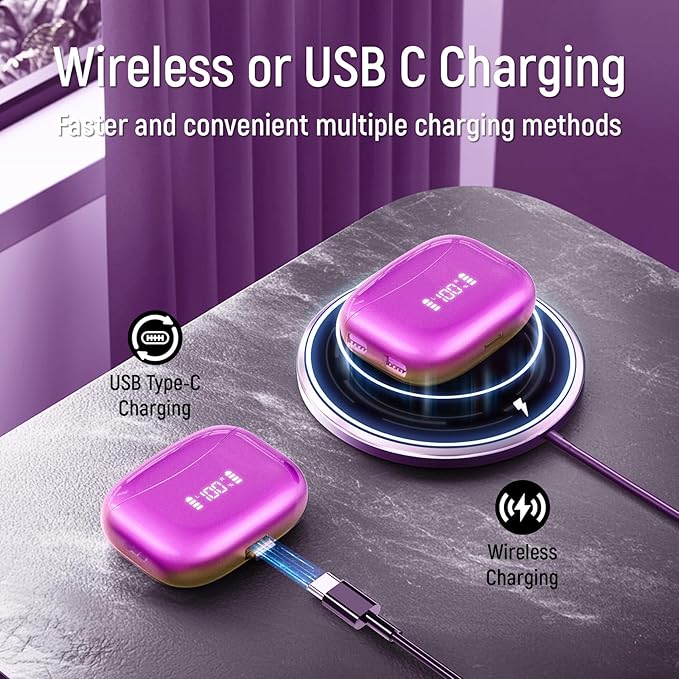 Wireless Earbuds Bluetooth 5.4 60H Playtime in-Ear Headphones with Mic & LED Display, IPX7 Waterproof Earphones for Sports, Workouts & Running