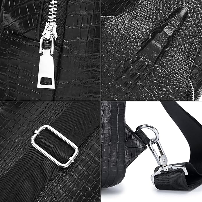 LUKZIJAES Genuine Leather Sling Bag for Men