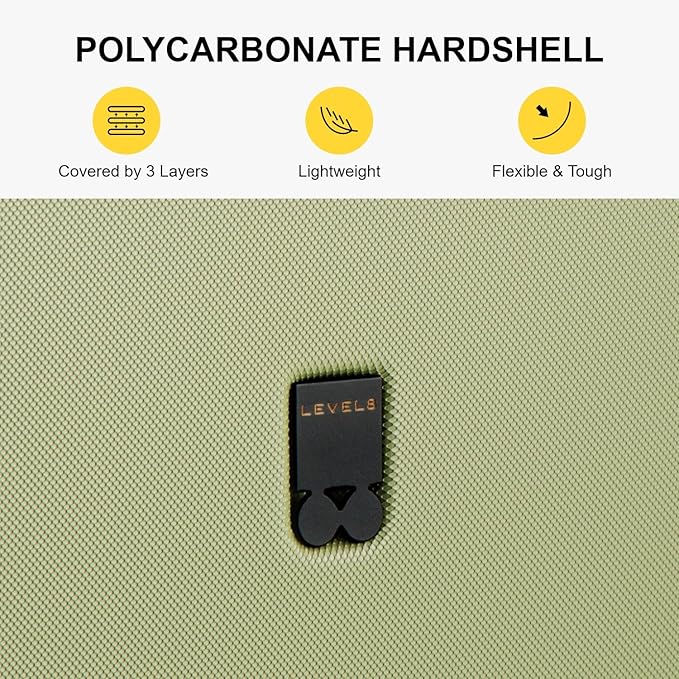 LEVEL8 Carry on Luggage Airline Approved with Spinner Wheels, Lightweight Luminous Textured Travel Bags for Women Men, Tsa Lock Cabin Suitcase, 20 Inch, Pickle Green