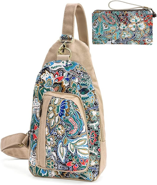 Black Butterfly Canvas Chest Bag, Small Chest Pack, Crossbody Bag for Travel, Inclined Shoulder Bag