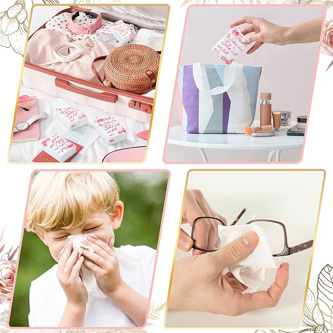 Yinder 100 Pack Christian Pocket Tissues Bible Verse Travel Size Tissue Packs 3 Ply God Is Within Her Facial Paper Gifts for Women Graduation Wedding Religious Party Breast Cancer Awareness Favors