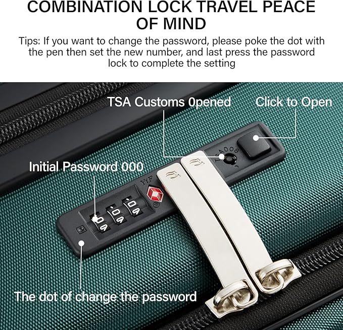 MILADA Expandable Carry On Luggage with Spinner Wheels PC Hard Shell Suitcases 20 Inch Top Opening Travel Suitcase with Wheels TSA Approved Luggage Trunk Rolling Carry-On, Blackish Green