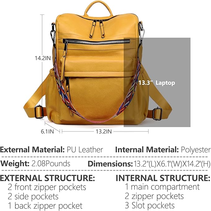 Dora & Liz Womens Backpack Purse Leather Fashion Travel Backpack Purse for Women Designer Ladies Shoulder Bags