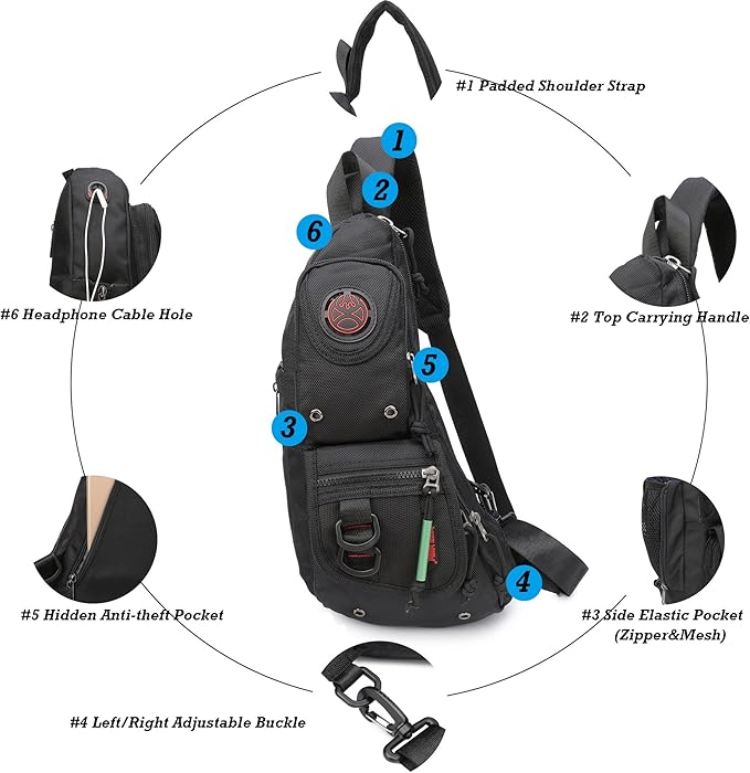 NICGID Sling Backpacks, Sling Chest Bag Shoulder Crossbody Bags for Men Women Outdoor Travel