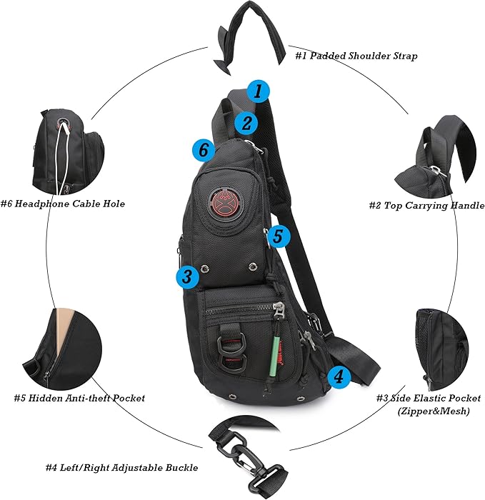 NICGID Sling Backpacks, Sling Chest Bag Shoulder Crossbody Bags for Men Women Outdoor Travel