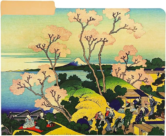 The Gifted Stationery 12 Pack Hokusai Floral File Folders, Decorative 1/3 Cut Tab, Letter-Size Holders for Home Office in 6 Patterned Designs - Decorative File Folders