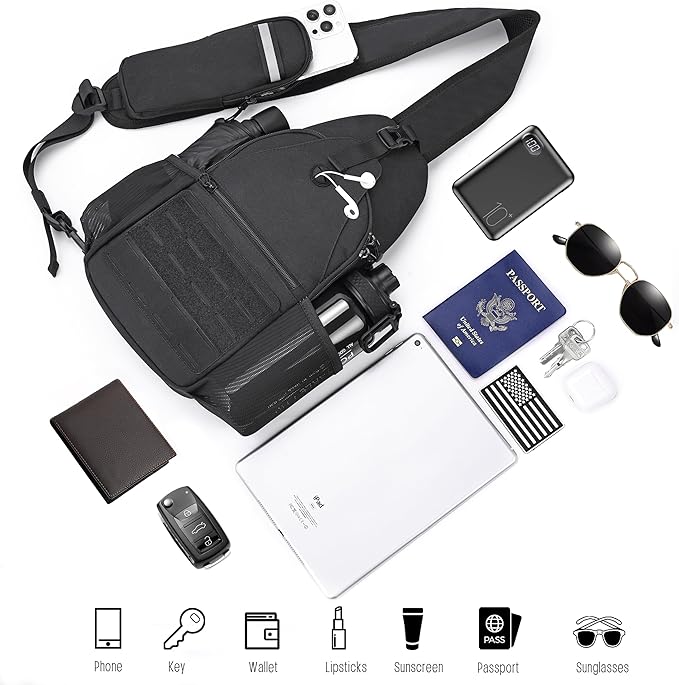 Mens Sling Bag, Water-Resistant Shoulder Bag Small Single Strap Backpack Cross body Bag for Men