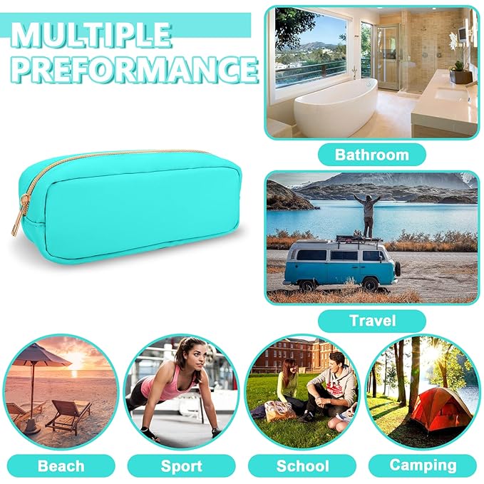 Small Pencil Case Makeup Bag for Purse, Cute Pencil Pouch Preppy Nylon Makeup Brush Bag with Zipper , Girls Portable Stationery Storage Case Small Pen Bag for Office School College(Slim-Cotton Candy)