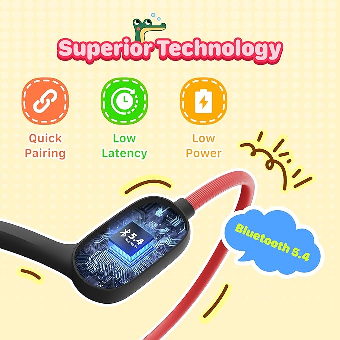 Kids Headphones, Air Conduction Wireless Open Ear Headphones for Kids, Bluetooth 5.4, 85dB Hearing Protection, Memory Titanium Neckband,MEMS Mic Built in1