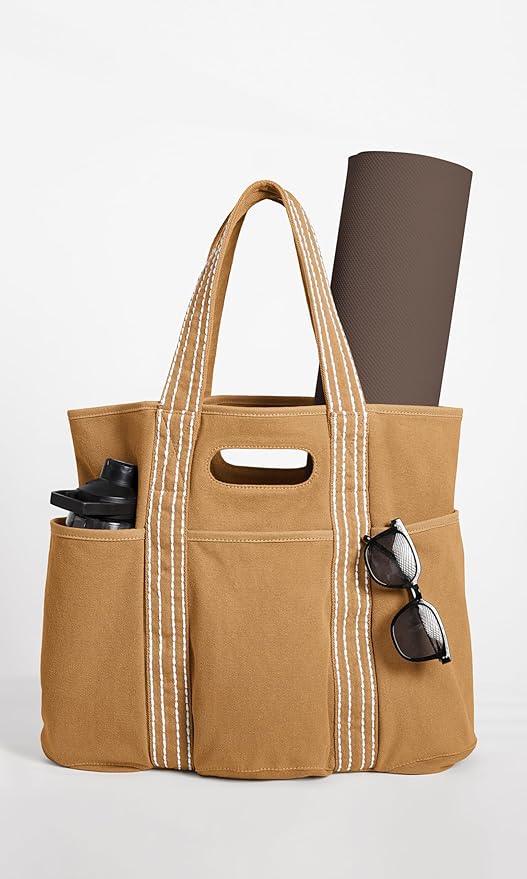 ODODOS 29L Oversized Canvas Tote Bag Large Capacity Open Top Shoulder Bags for Gym Workout Shopping Beach Travel