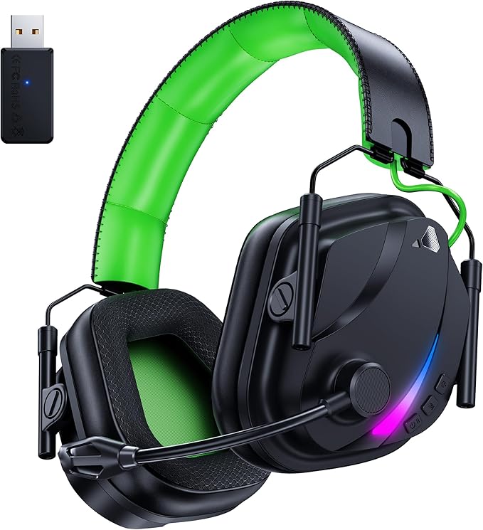 HW12 Wireless Gaming Headset with Microphone 2.4GHz Bluetooth Gaming Headphones Wireless of Duty/FPS Gamers,50Hr Battery Life Gamer Headset for PS5, PS4, PC, Switch, Mac