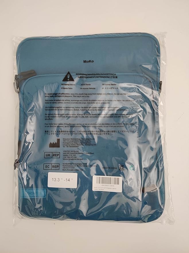 MoKo Laptop Sleeve Bag for 13.3-14 Inch, Notebook Carrying Case with Pocket Fits New MacBook Pro M3/M2 14" /13" M2/M1 Pro/M1 Max 14.2 2023-2021/Air 13.6" M2 2022, Surface Pro 9/8 13", Peacock Blue