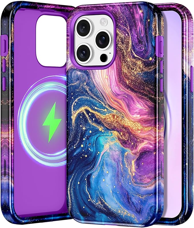 Btscase for iPhone 15 Pro Max Case [Compatible with Magsafe] [Military-Grade Drop Protection] Slim Anti-Scratch Smooth Touch TPU Bumper Shockproof Magnetic Phone Case for Women Girls Men, Purple