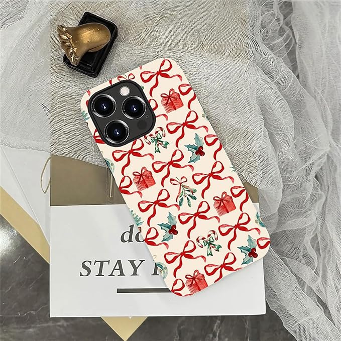 DAIZAG Case Compatible with for iPhone 13 Pro,Christmas Tree Ribbon Bow Phone Case for iPhone 13 Pro for Girl Women Boy Men