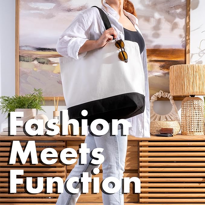 Carrywell |Not Made in China| 3 Pack Cotton Tote Bags, Reusable Grocery Shopping Bag, Durable 13oz Organic Cloth w/Handles