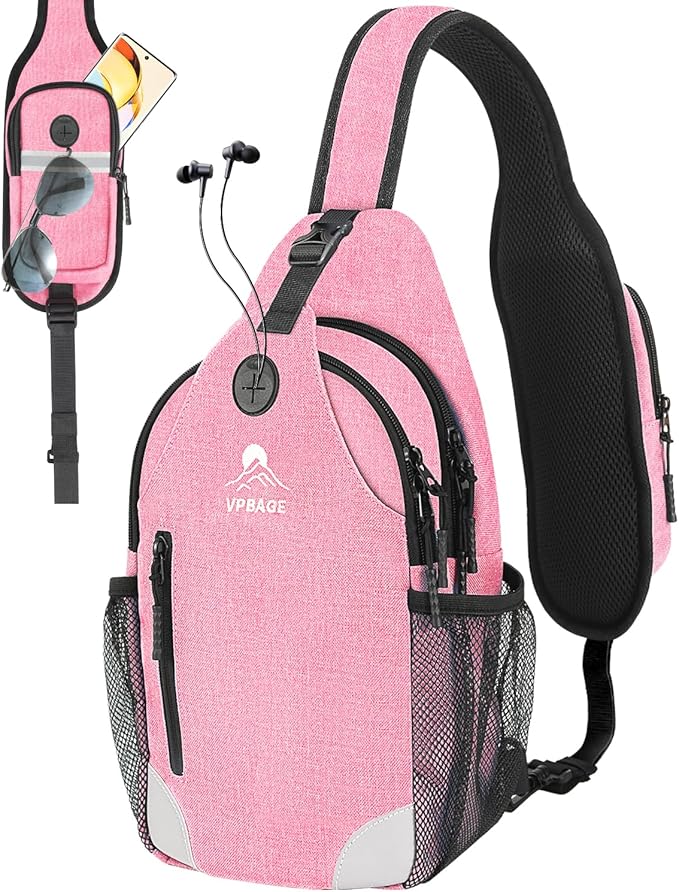 Sling Bag for Women, Crossbody Bag for Men, Cross Body Hiking Backpack, Travel Daypack, Chest Pack with Chest Phone Holder