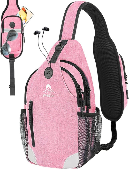 Sling Bag for Women, Crossbody Bag for Men, Cross Body Hiking Backpack, Travel Daypack, Chest Pack with Chest Phone Holder