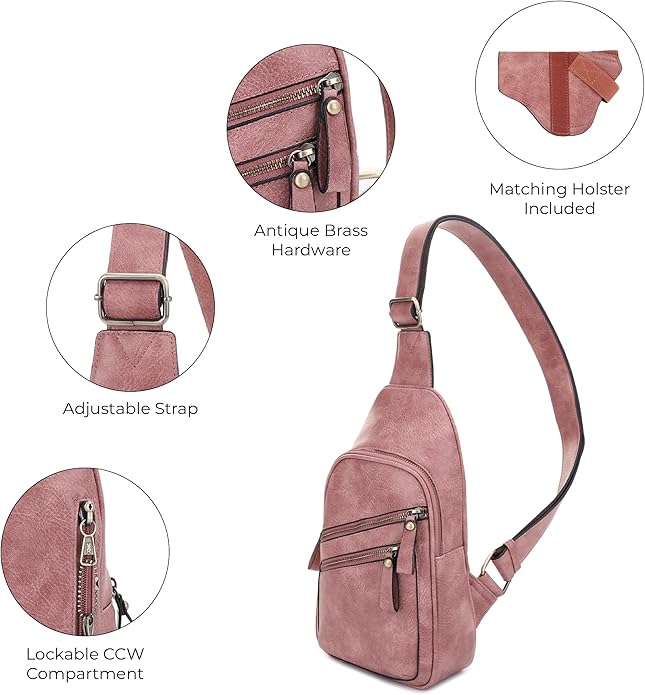 JESSIE & JAMES Jeannie Unisex Multi-Pocket Concealed Carry Sling Bag Crossbody Backpack Purse