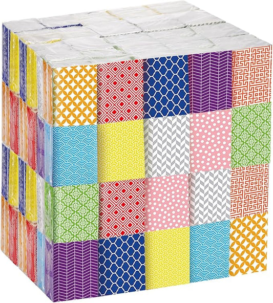 Thenshop 300 Packs Travel Tissues Bulk Geometric Designed Pocket Size Tissues, 3 Ply Paper Facial 3000 Count for Travelling Walking Weddings Graduation