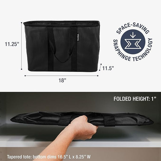 CleverMade EcoBasket Reusable Grocery Tote - Collapsible Storage Shopping Organizer - Heavy Duty Utility Bag Home