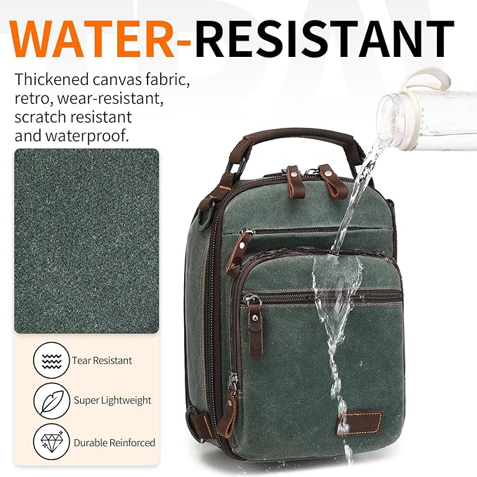 Nerlion Sling Bag for Men Waxed Canvas Crossbody Bag Chest Bag Water Resistant Shoulder Bag Casual Daypack