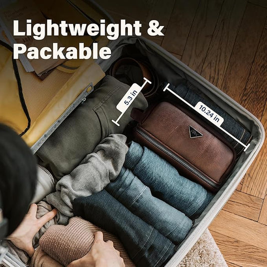 emissary Leather Men's Travel Toiletry Bag, Water Resistant Travel Bathroom Bag Men's Shaving Kit, Valentines Day Gifts for Men, Travel Kit Small Bags for Men, Shaving Bag for Travel Accessories